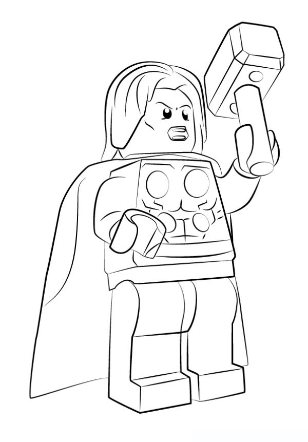 Lego Marvel Thor Avengers Coloring Pages Printable
