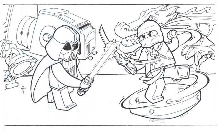 Lego Ninjago Vs Lego Darth Vader Coloring Page