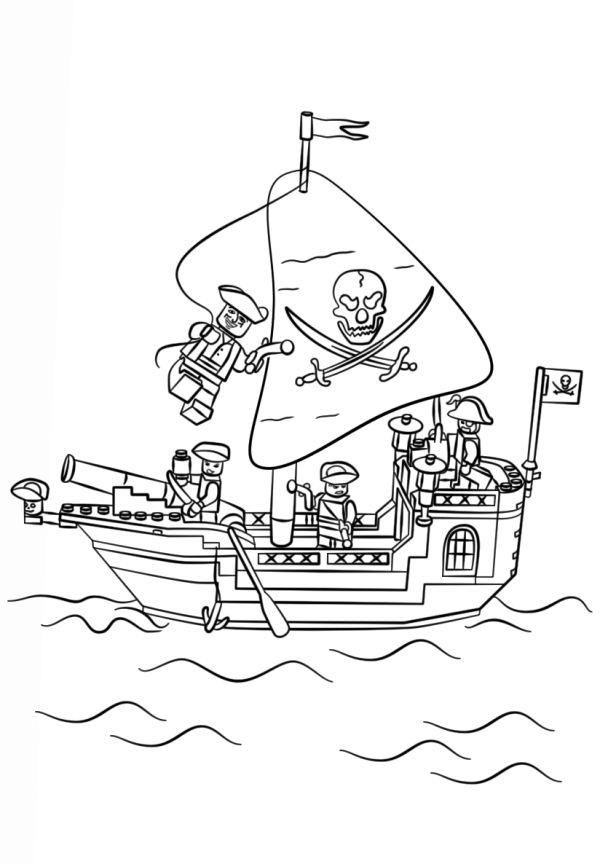 Lego Pirate Ship Coloring Pages Printable