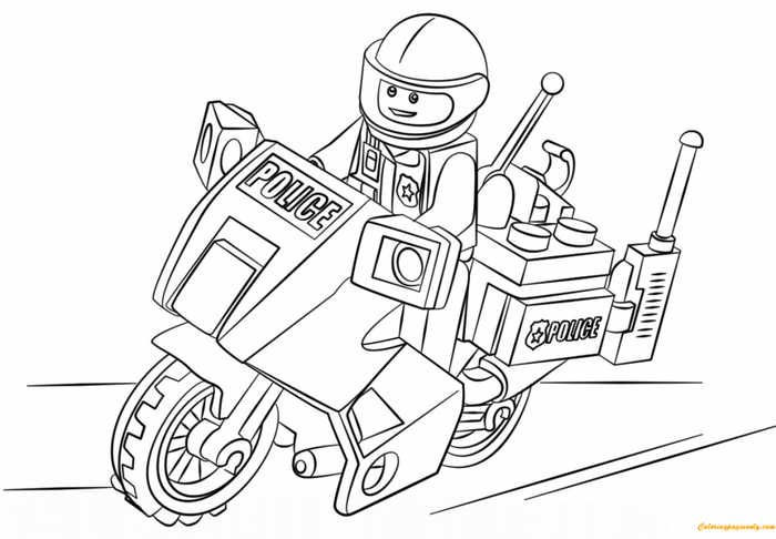 Lego Police Motorcycle Coloring Pages