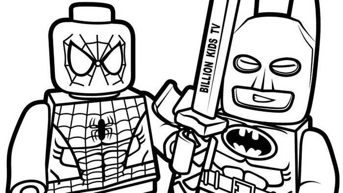 Lego Spiderman Batman Closeup Coloring Pages