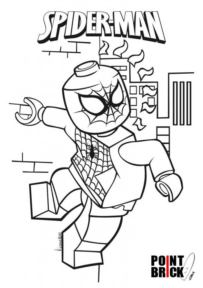 Lego Spiderman Climbing Coloring Pages