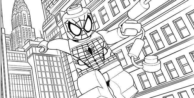 Lego Spiderman In The City Coloring Pages