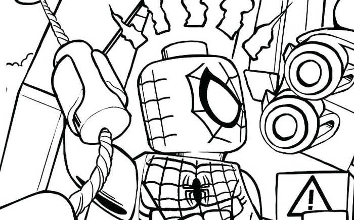 Lego Spiderman Scene Coloring Pages