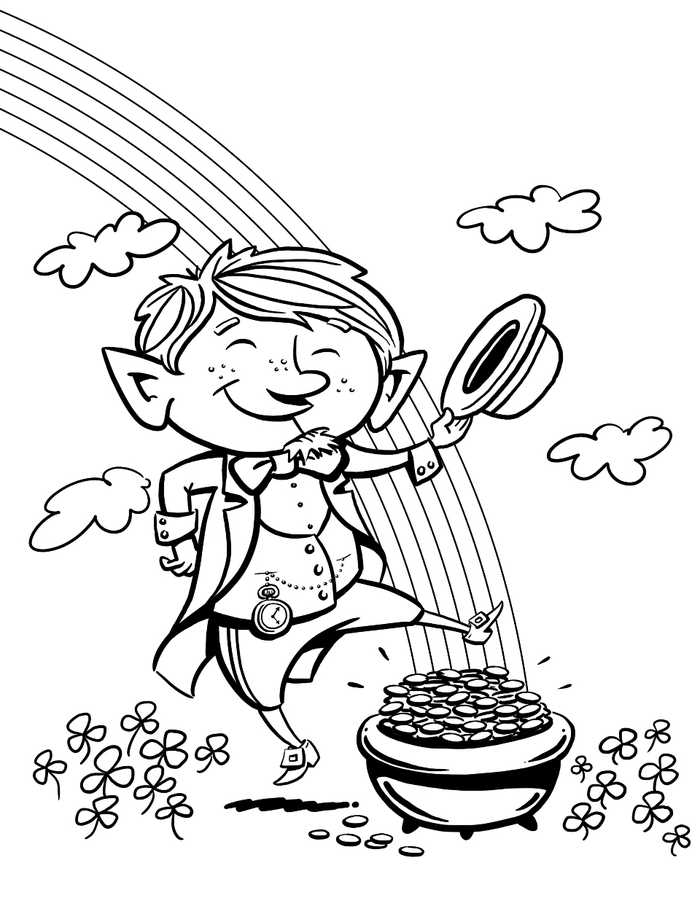 Leprechaun Rainbow St Patricks Day Coloring Pages
