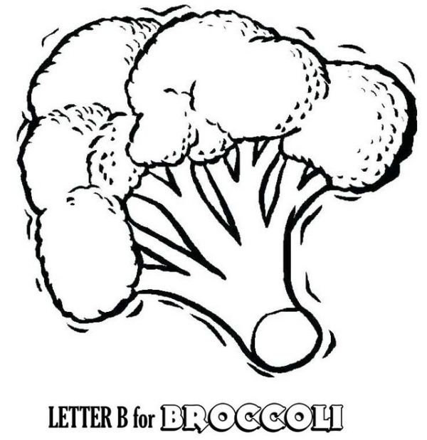Letter B for Broccoli Coloring Page for Children