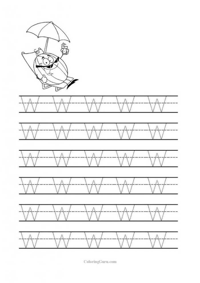 Letter W Tracing Sheet For Kindergarten