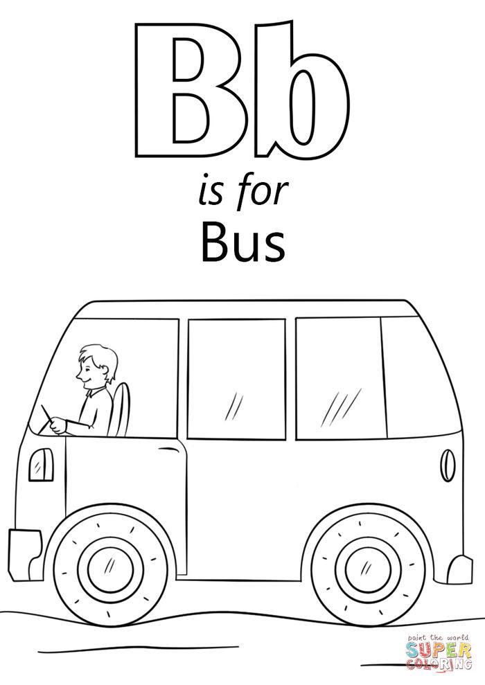 Letter B Is For Bus Coloring Page