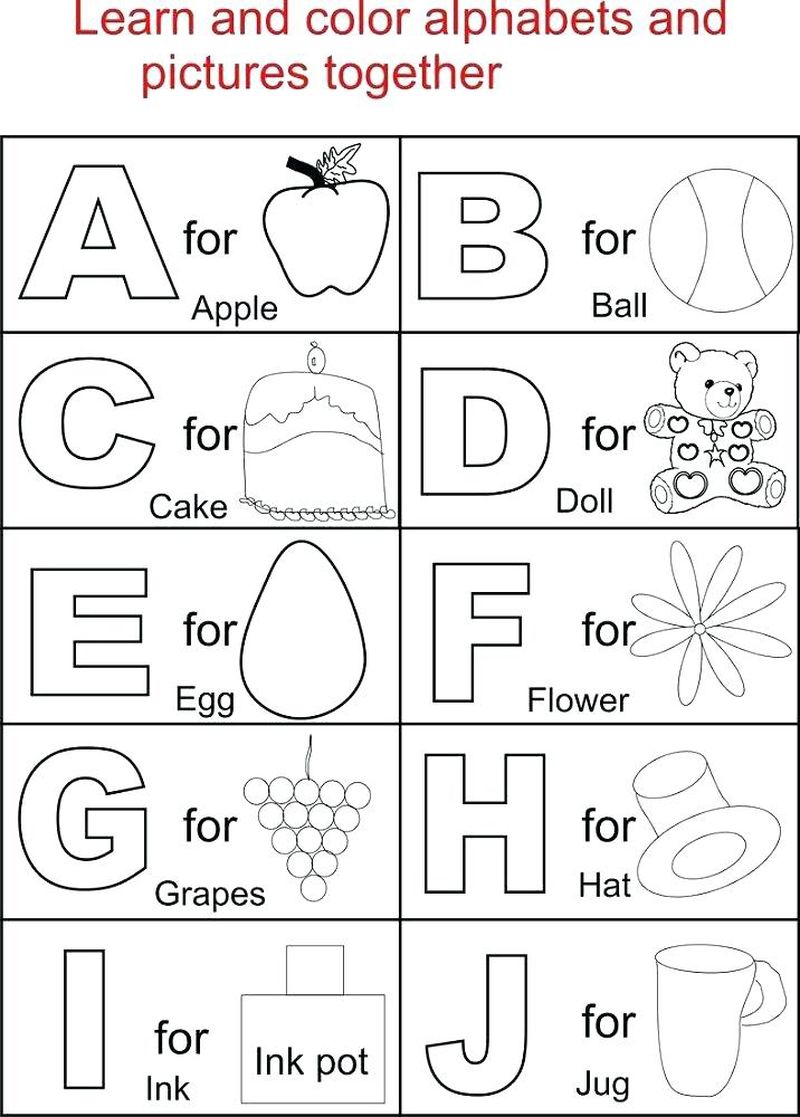 Letters and Pictures Alphabet Worksheets