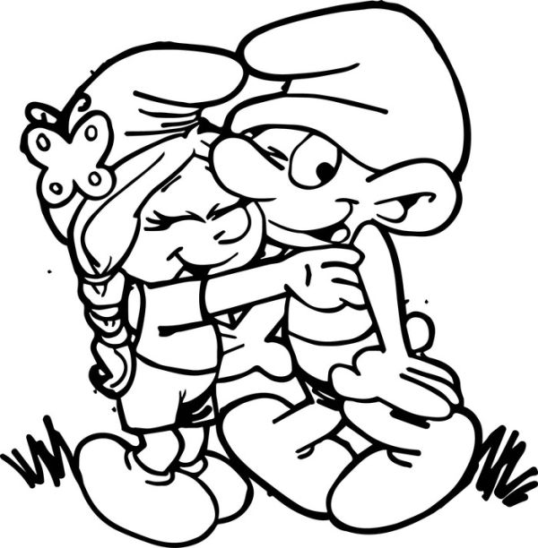 Lili and clumsy smurf coloring pages
