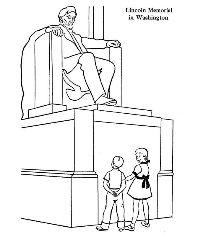 Lincoln Memorial Presidents Day Coloring Page