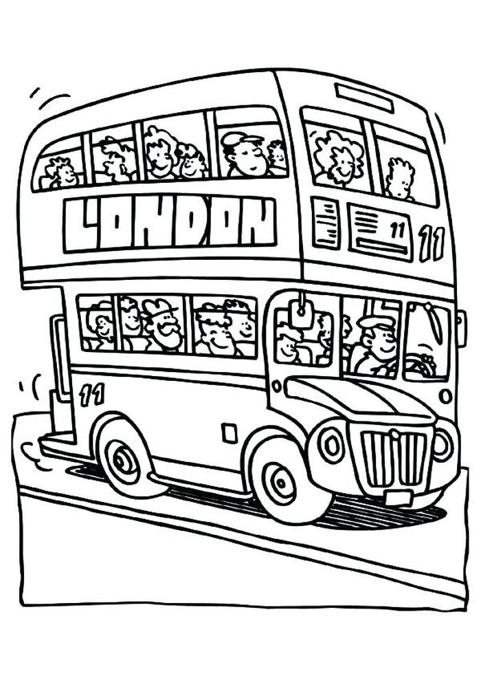 London Double Decker Bus Coloring Page