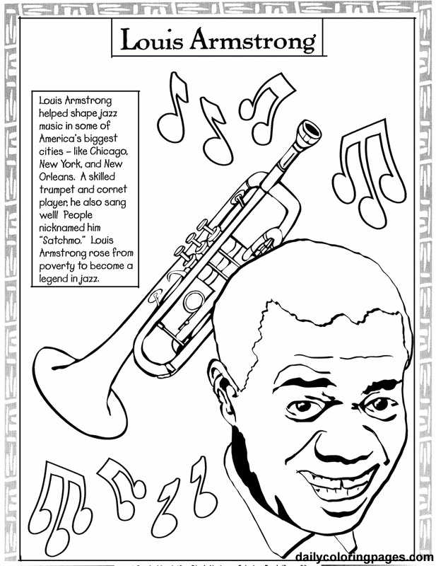 Louis Armstrong Black History Month Coloring Pages