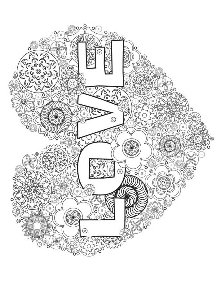 Love Heart Adult Coloring Pages