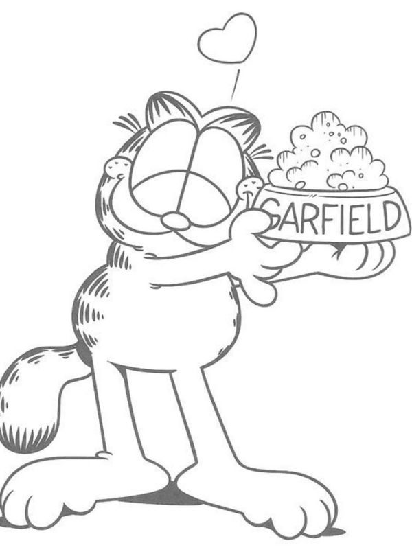 Love eat garfield coloring pages