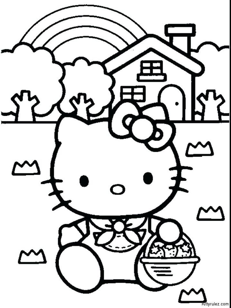 hello kitty happy easter coloring pages