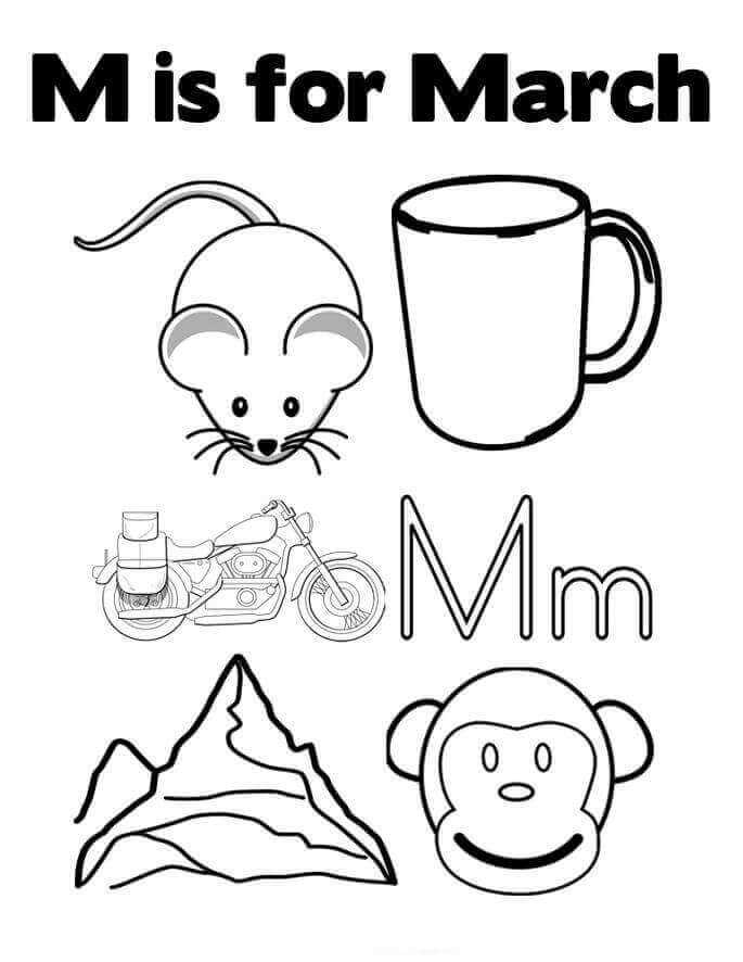 M For March Coloring Page