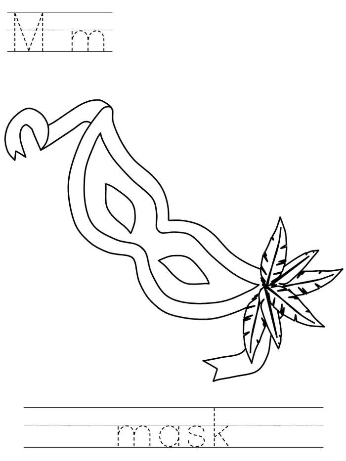 M For Mask Coloring Pages Mardi Gras