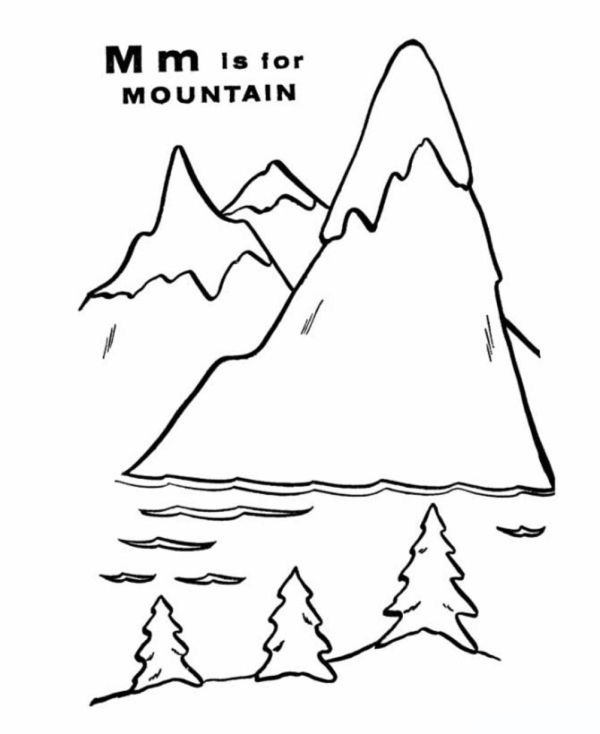 Mountain Free Alphabet Coloring Pages Printable