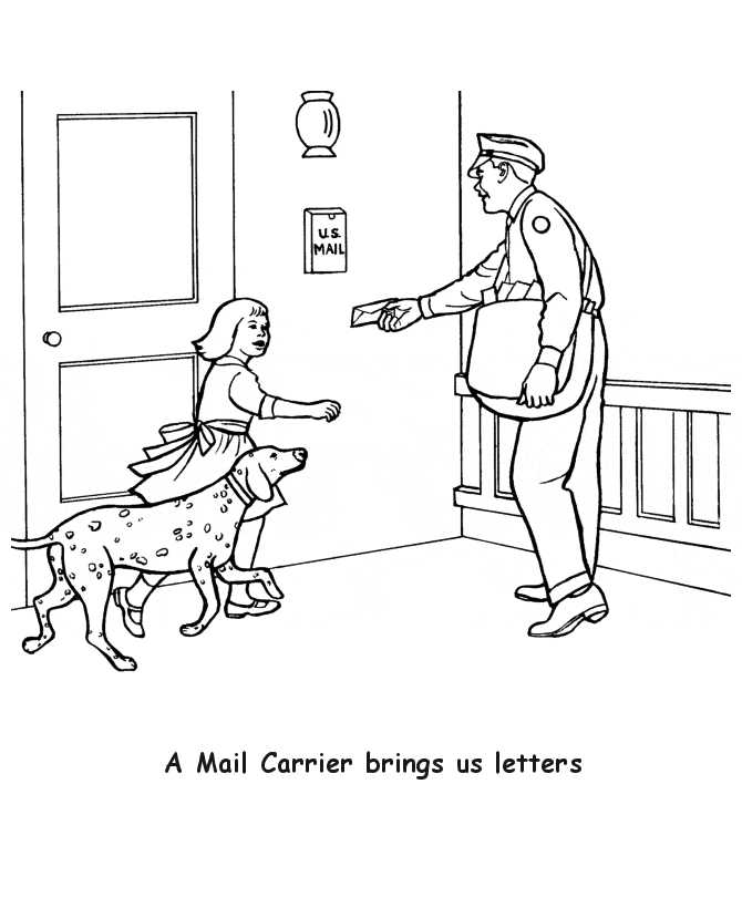 Mail Carrier Labor Day Coloring Page