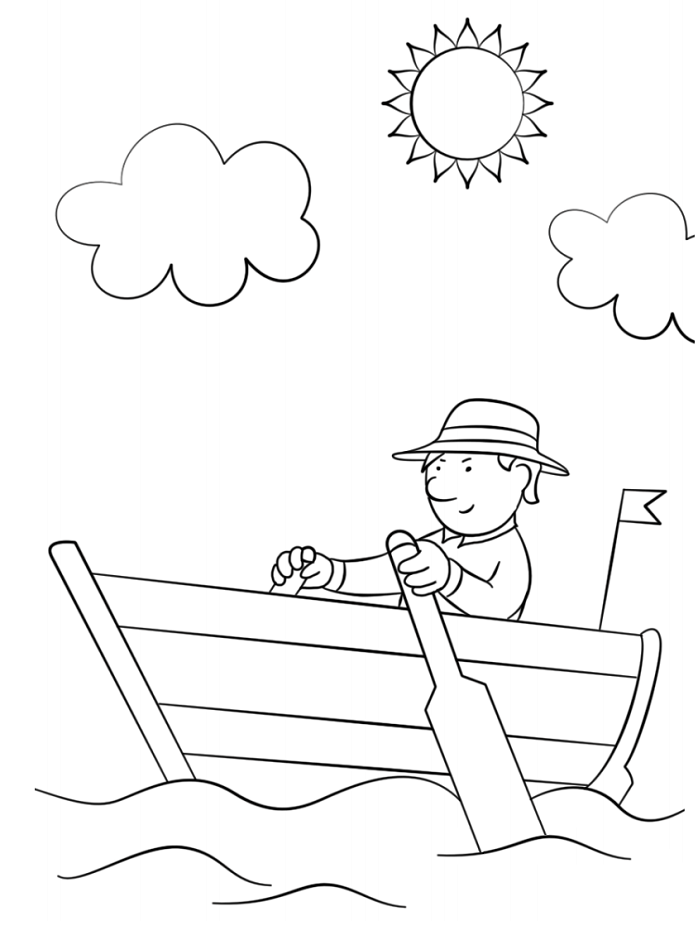 man rowing boat coloring page