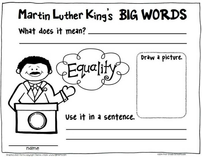 Martin Luther King Jr Equality Worksheet