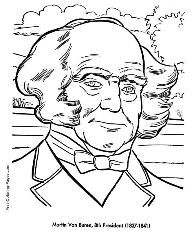 Martin Van Buren Presidents Day Coloring Page