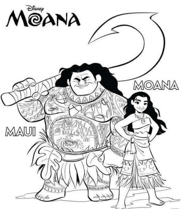 Maui And Moana Coloring Pages