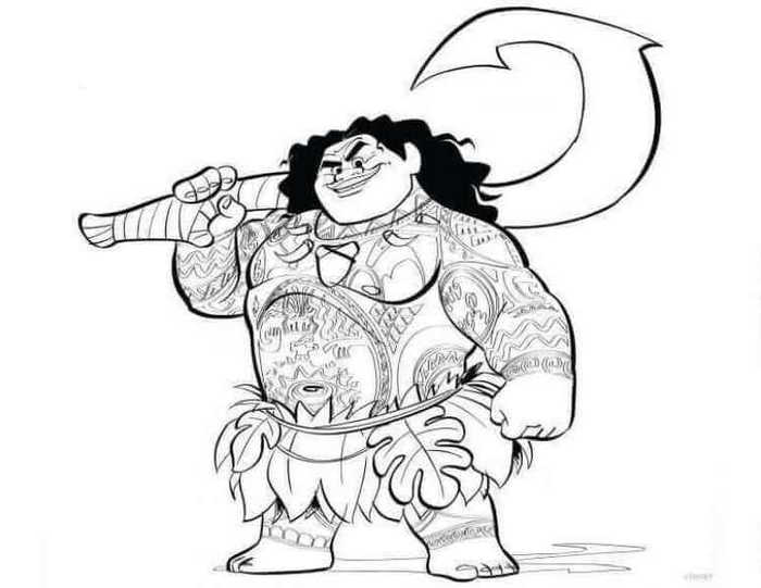 Maui With His Hook Moana Coloring Pages