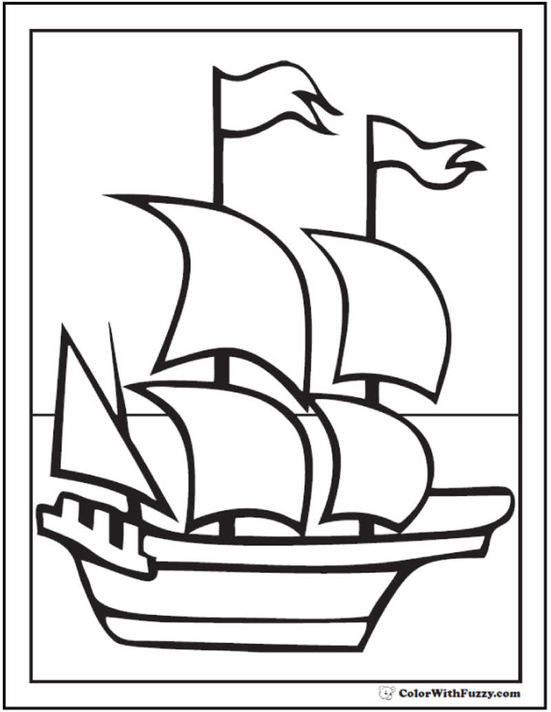 Mayflower Ship Coloring Page