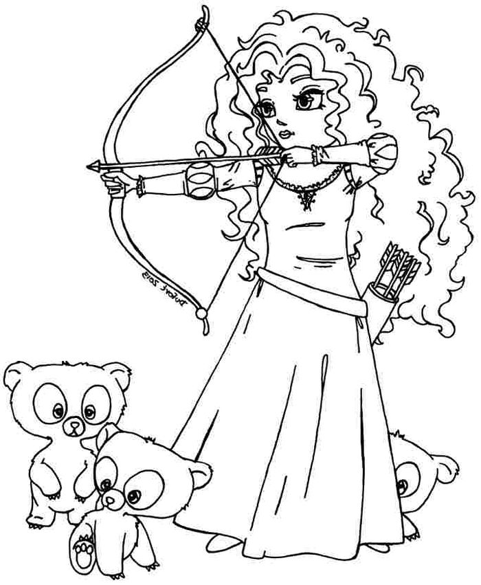 Merida Chibi Coloring Pages Wit Eyes