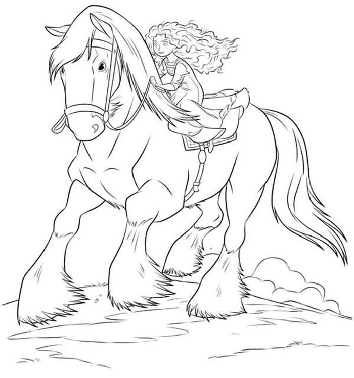Merida With Horse Coloring Pages