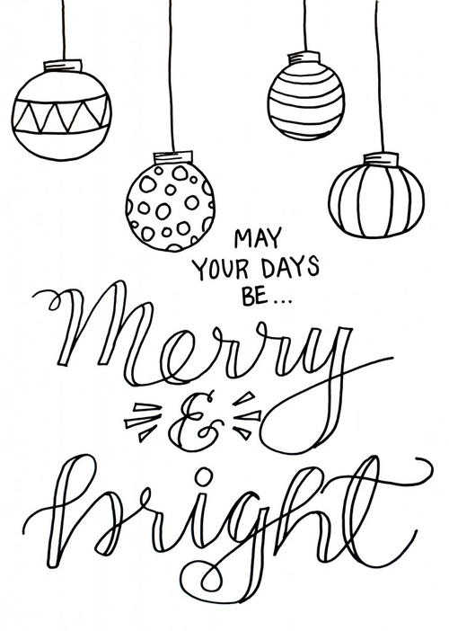 Merry And Bright Christmas Coloring Pages 1