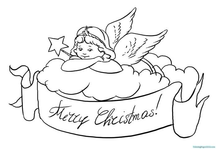 Merry Christmas Angel Coloring Page
