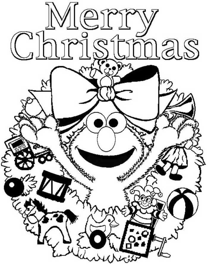 Merry Christmas Elmo Coloring Page
