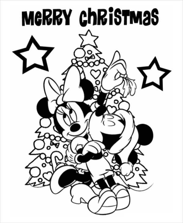 Merry Christmas Mickey And Minnie Coloring Page