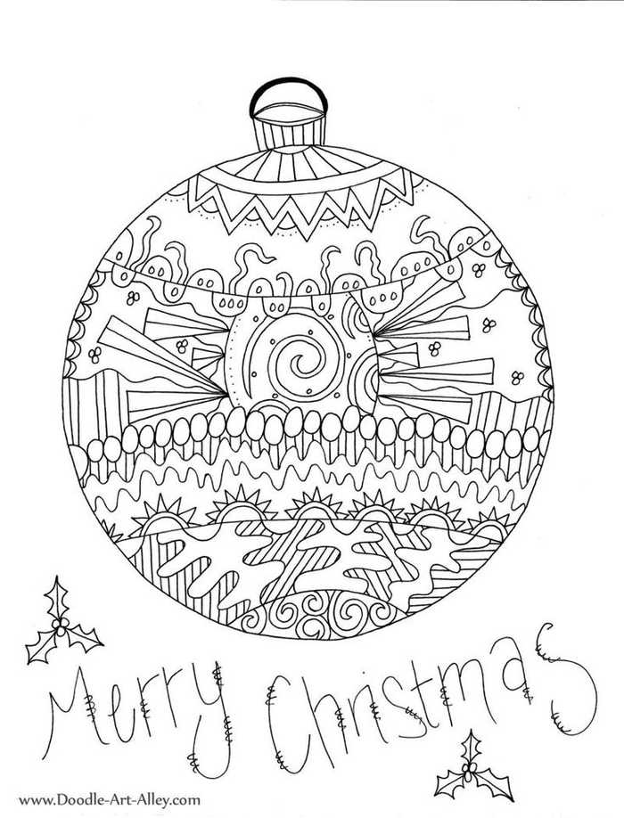 Merry Christmas Ornaments Coloring Page 1