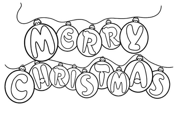 Merry Christmas Ornaments Coloring Page 2