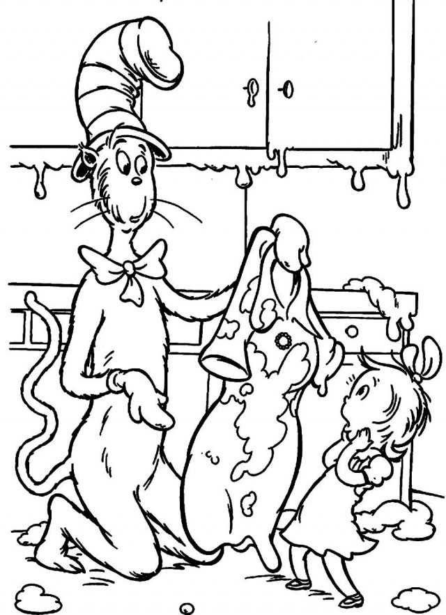Messy Cat In The Hat Coloring Pages