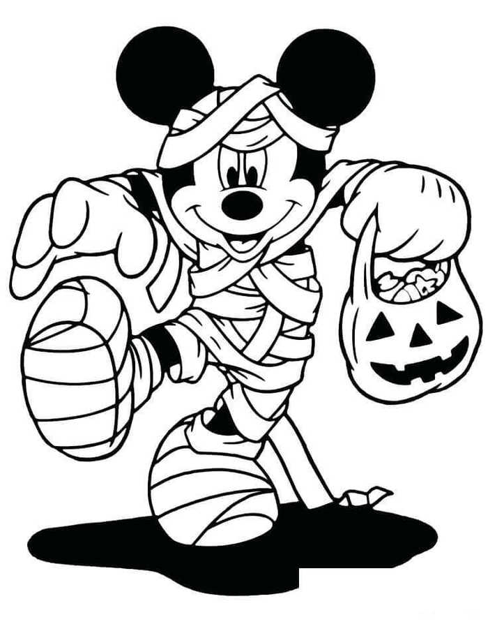 Mickey As Mummy Coloring Image