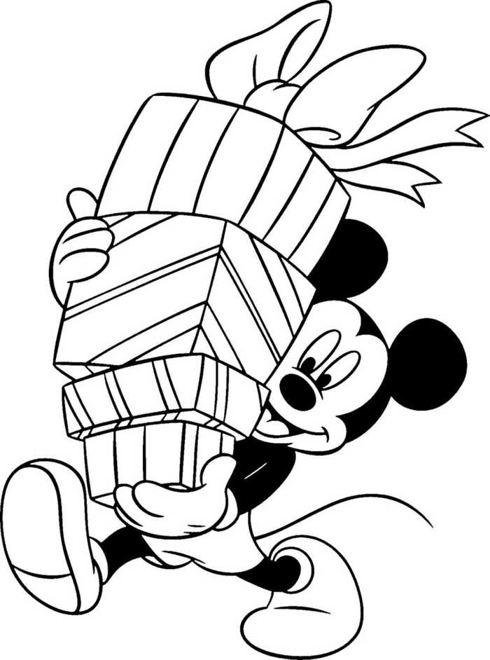 Mickey Bringing Gifts Coloring Page