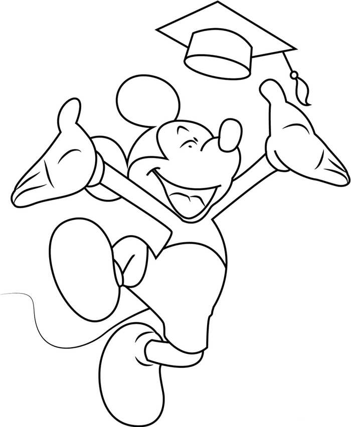 Mickey Mouse At His Graduation Coloring Page
