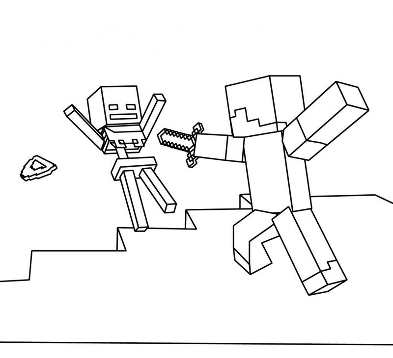 Minecraft Coloring Pages Fight