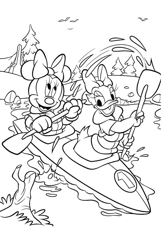 minnie and daisy rowing coloring page