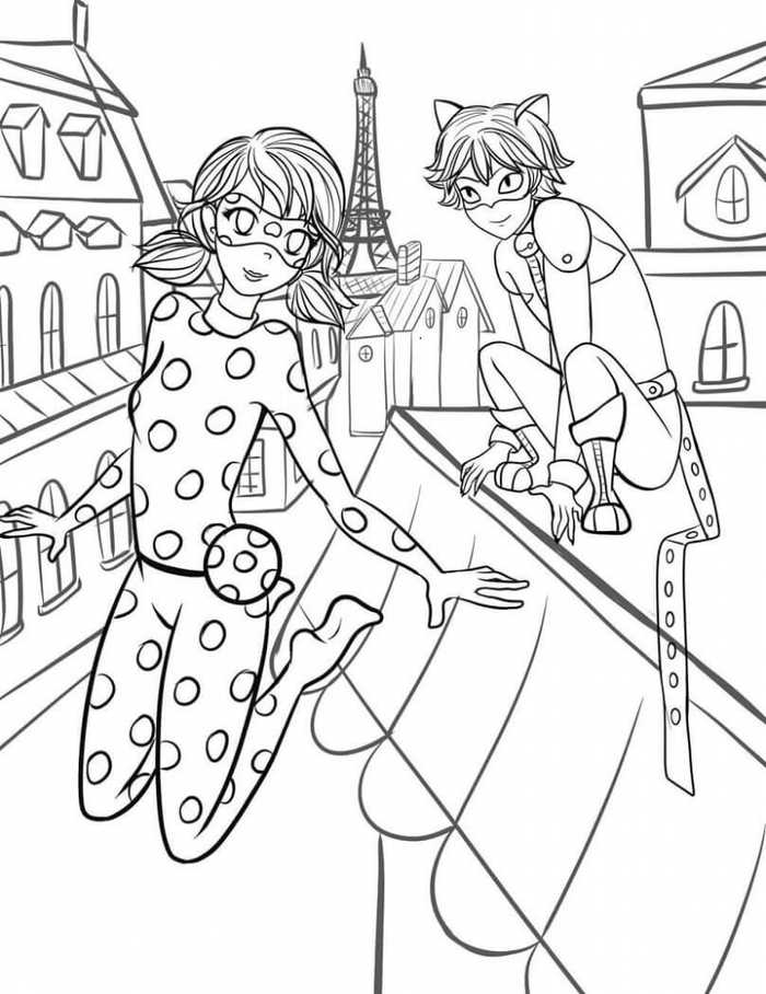 Miraculous Ladybug And Cat Noir Coloring Pages PDF - Coloringfolder.com