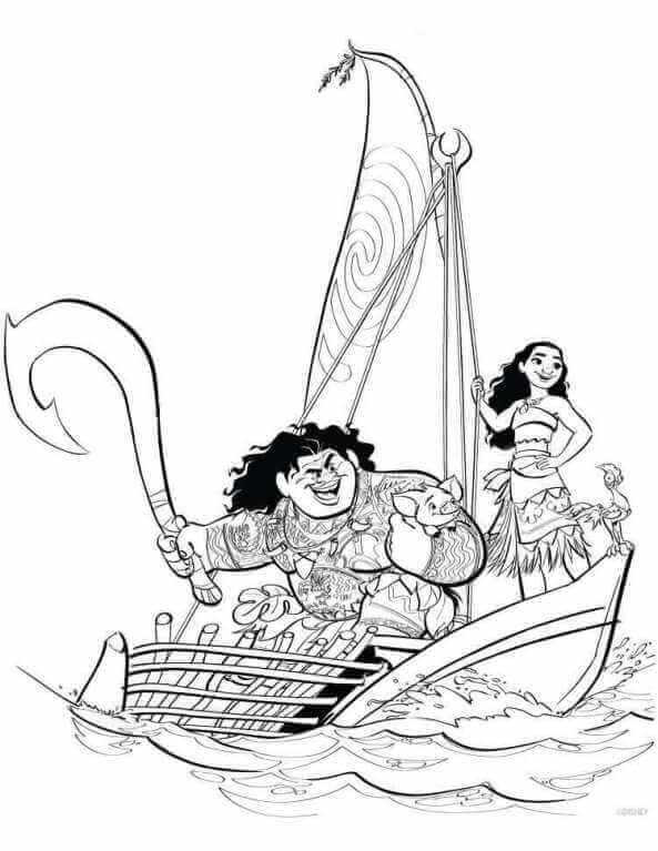 Moana And Maui Sailing Moana Coloring Pages