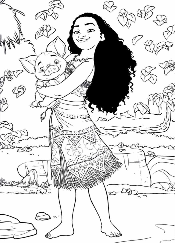 Moana With Pau Moana Coloring Pages