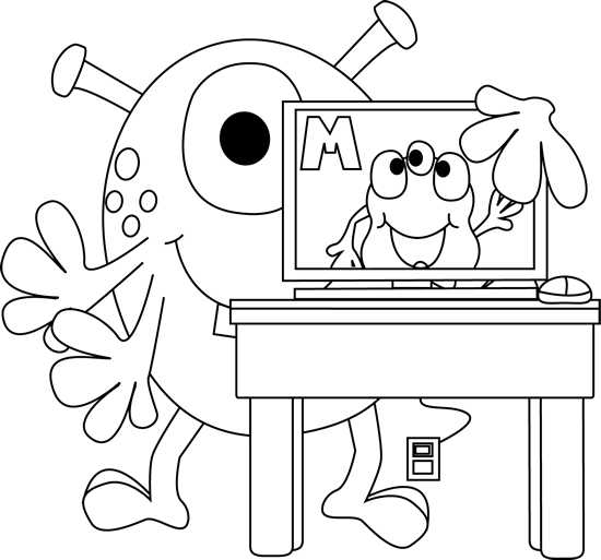Monster Computer Coloring Page