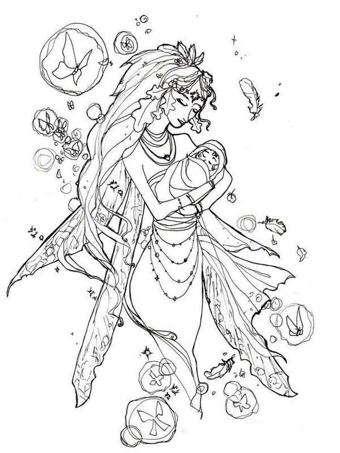 Mother Fairy Coloring Pages