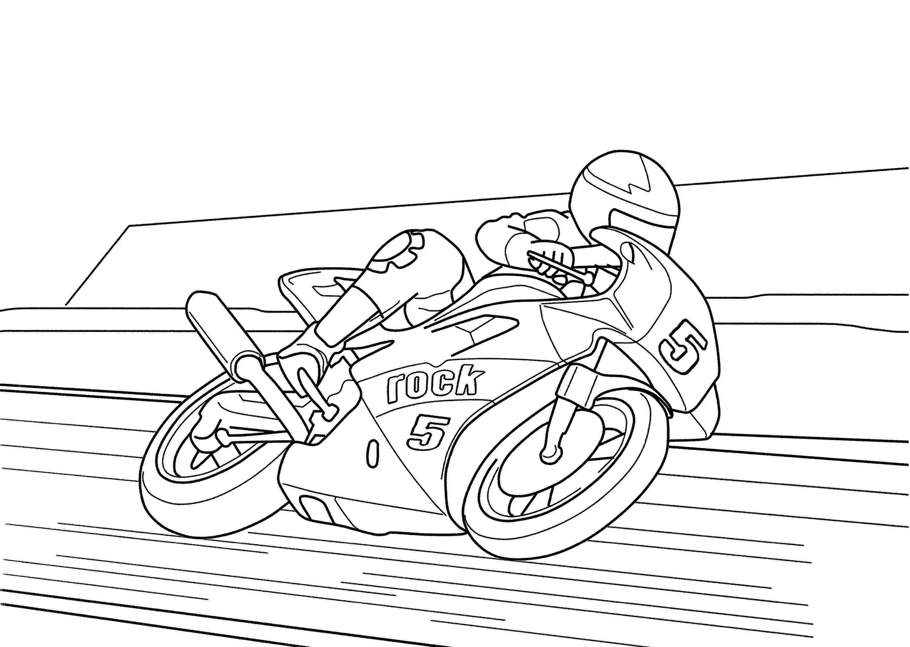motorcycle race coloring pages for kids